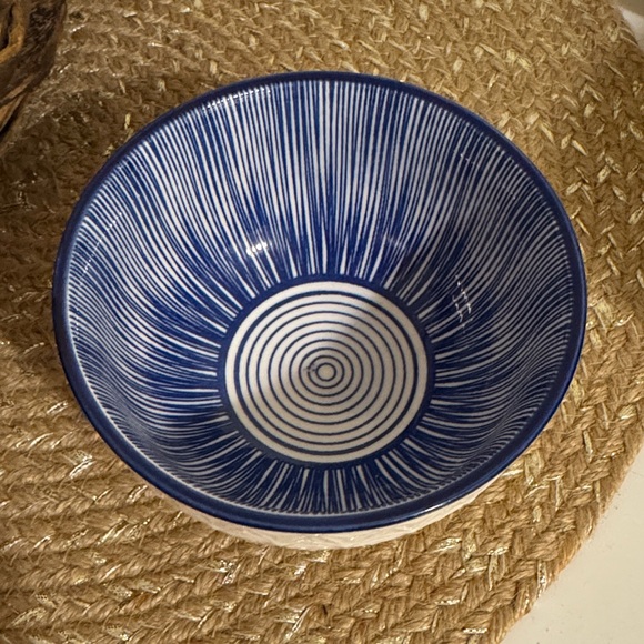 Anthropologie Blue and White Striped Ceramic Bowl - Picture 1 of 3